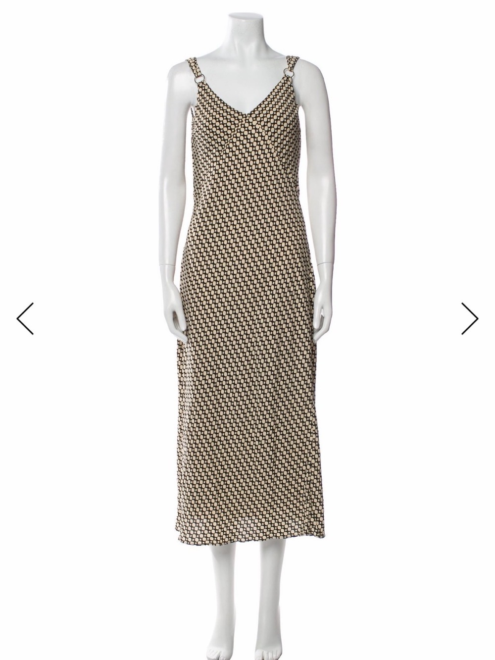 DISSH Beige and Black Printed Slip Midi Dress
